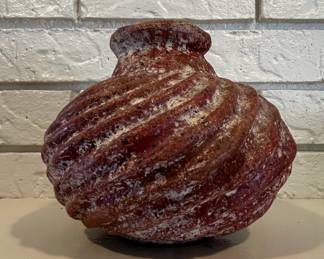 Terracotta Ribbed Vase