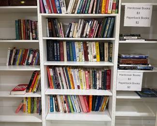 Assorted books - $3 Hardcover, $2 Paperback. Extensive Cookbook Collection