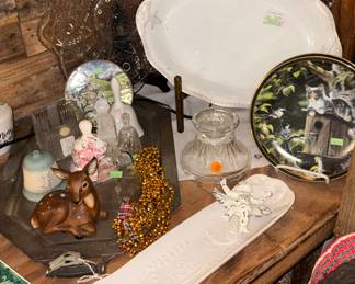 Ironstone platter, garlic bread stick plate