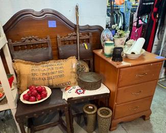Antique Chairs,  antique full size bed, nightstand, Scales, 
