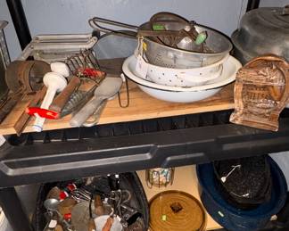Old utensils, roasting pans