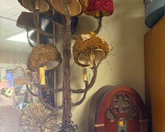 Unique lamp with dried flower shades