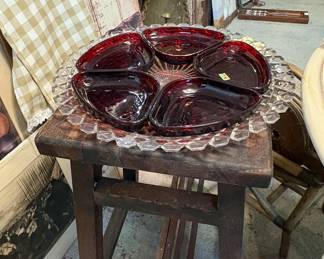 Stool, America Relish set Ruby inserts