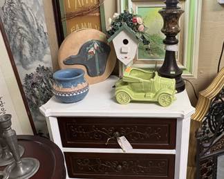 Three drawer dresser, Car Planter,  Oil Painting, Lamps