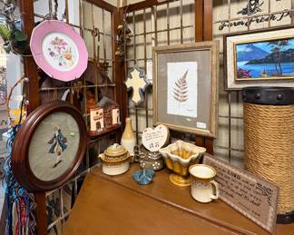 Needlepoint, Pottery Planters, Pottery Mugs