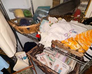 Vintage patterns, yarn basket, doilies, thread, Crochet Thread