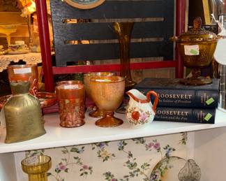 Carnival glass, Lilac plates, amber glass