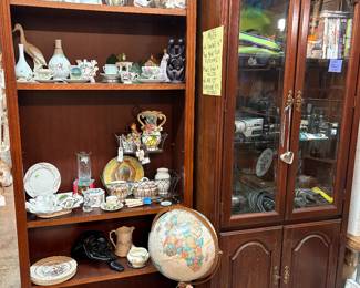 Globe, Book Shelf, Cabinet with Glass doors