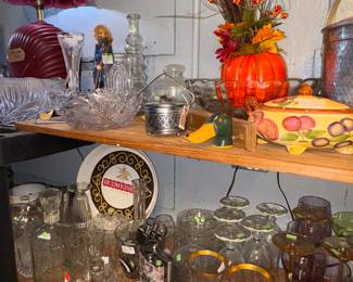 Decanters, shot glasses, Flasks,  Budweiser Tray