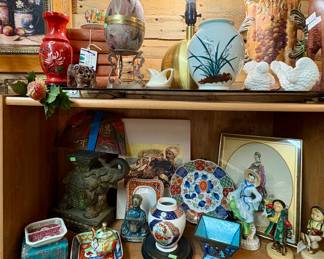 Enamel Cloisonné Egg, Zane Gray Books, Brass lamp, Elephant Plant stand, Japan Ceramics, Asian Figurines, asian art, bird figurines 