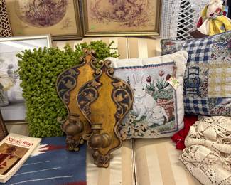 Italian sconces, Tapestry Pillows 