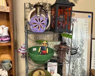 Pottery bowls,  Creamers, Owl lantern