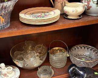 Glass punch bowl sets, Ice Bucket, silver rim bowl, coaster set