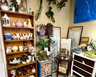 oak book shelf, Pottery Southwestern 