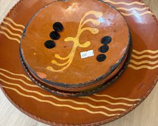 Turtlecreek Pottery Sgraffito Plate in yellow and red