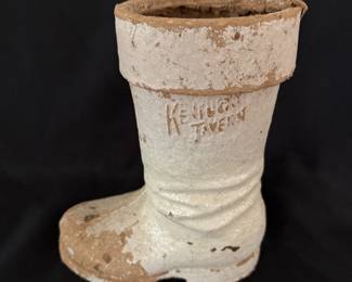 9" Kentucky Tavern Vintage Paper Mache Christmas Boot Bottle Holder $50