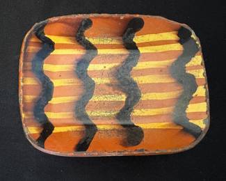 Turtlecreek Pottery Sgraffito Plate in yellow and red