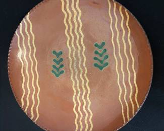 Turtlecreek Pottery Sgraffito Plate in yellow and red