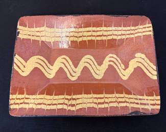 Turtlecreek Pottery Sgraffito Plate in yellow and red