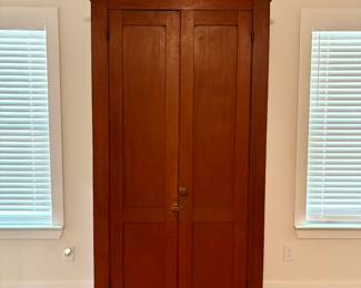 Shaker Style 1800’s Cupboard Old Red Paint 7 Feet Tall x 45” W x 18.5 Deep $1800