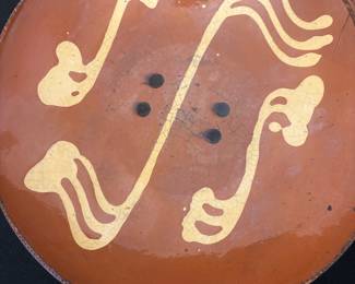 Turtlecreek Pottery Sgraffito Plate in yellow and red