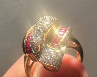 14k Gold Ruby and Diamond Ring 