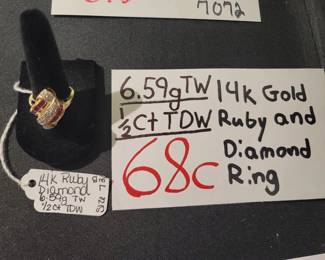 14k Gold Ruby and Diamond Ring 