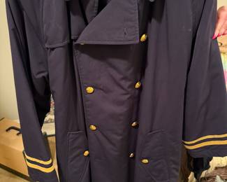 Ralph Lauren Navy Blue Double Breasted Coat Gold Buttons