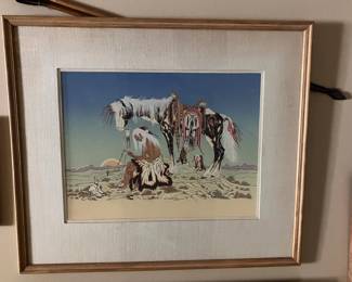 Silkscreen print "Last Sunset" by Woodrow Wilson "Woody" Crumbo.