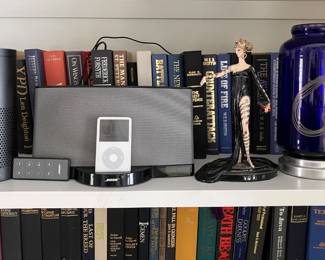 Bose, Erte Figurine (Pearls & Rubies), Erte "Fireflies" Blue Glass & Silver Vase;