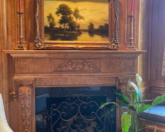 Black Metal Scroll Foldable 3-Panel Fireplace Screen - $65.00