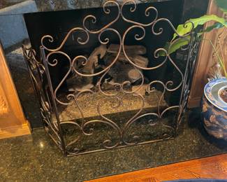 Metal Scroll Foldable 3-Panel Fireplace Screen - $65.00
