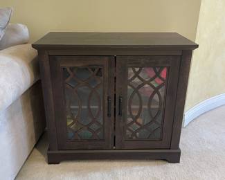 Wood 2 Glass Door Accent/Side Table, 32.25"W x 15.5"D x 29.5"H - $148.00 *Lamp not for Sale*