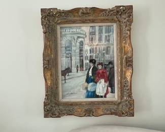 Artist Signed Women Shopping Streets Paris - $375.00