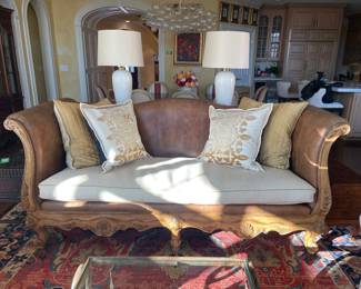 Vintage Plunkett Furniture Leather Sofa with Cushion - $975.00