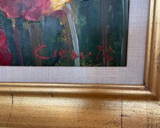 Poppies Painting with Gold Wood Frame, 20 x 24 - $575.00