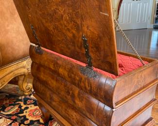 Vintage Burl Wood Book Stack Side Table, 23" W x 20"T x 12.25" - 395.00 (small scratch on top)