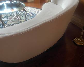 Mitchell Gold + Bob Williams Contemporary Curved Sofa, Single Cushion Seat, Recessed Arms with Wooden Legs - $2,800.00