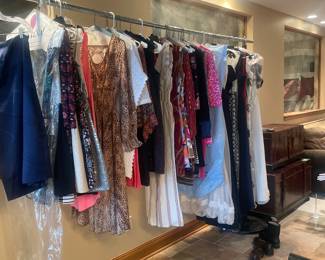 Large Collection of Clothing Including Designer Clothes and Gowns