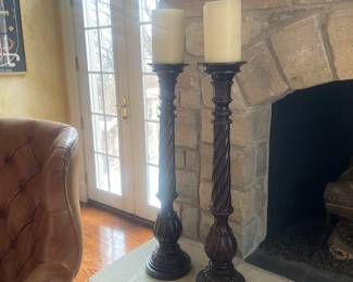 36” Pair of Tall Floor Pillar Candle Holder Wooden Decorative Candle Holders (includes candles) -$173.00