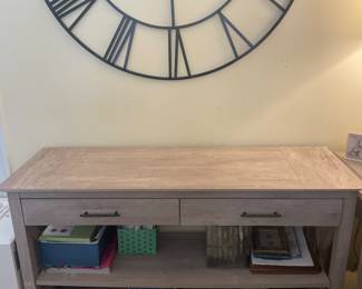 Bush Home Key West Console Table with Drawers and Shelves in Washed Gray - 15.67"D x 47.2"W x 30"H - $97.00