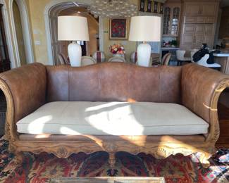Vintage Plunkett Furniture Leather Sofa with Cushion - $975.00