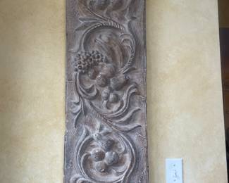 Carved Wooden Grape/Fruit Plaque Architectural Furniture Panel, 39" x 13" x 2"D - $197.00