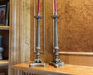 Tall Antique Brass Candlestick, 22" from Plunkett Home - $135.00/each