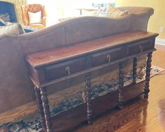 Wood Console Table with 3 Drawers, 6 Twisted Legs and Lower Shelf, 54" x 12" x 32"T - $525.00