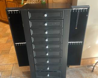 Wood Jewelry Armoire with Mirror, 40"T x 20"W x 12"D - $75.00 **Few Scratches on top**