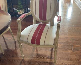 French Country Solid Wood Double Pedestal Oval Dining Table (88" x 51" x 30"H) with 6 Side and 2 Captain Chairs - $4,200.00/9 Piece Set - *Captain chairs have a monogram "M"* 