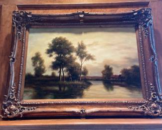 Landscape Painting by Paul Pollard, Gold Orante Frame, 24x36" -$775.00