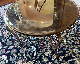 Century Cocktail Table with Inlaid Antique Mirror Top, Bronze Finish Wrought Iron Base (Designed by Pride Sasser),38"W x 38"D x 20.25"H - $1800.00