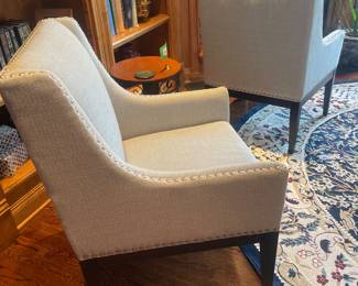 Upholstered Light Blue Chair with Studded Trim - $135.00/each